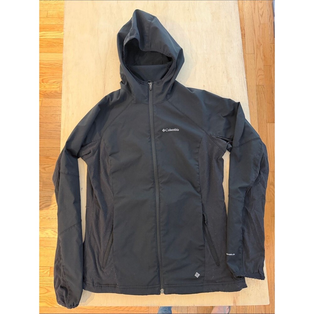Columbia Black Hooded Softshell Jacket with Full Zip